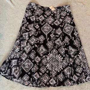NWT Coldwater Creek Black and White A-Line Patterned Maxi Skirt PXL